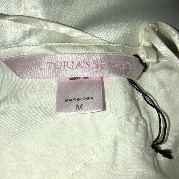 VICTORIA’S SECRET Ivory Satin Embroidered Lace Baby Doll Slip Y2K Sz M - Picture 11 of 13
